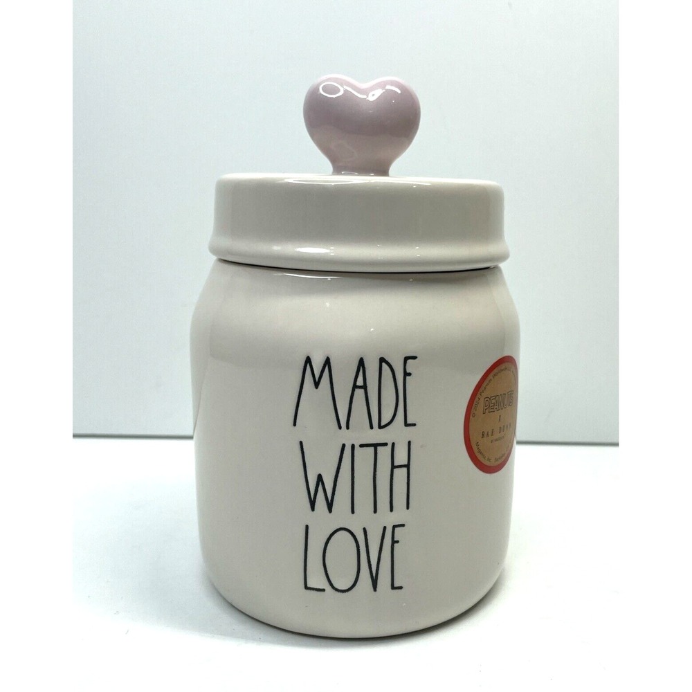 2025 Rae Dunn Peanuts "Made With Love" Snoopy Valentine's Day Canister Jar - Picture 3 of 6